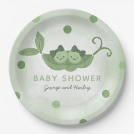 Zwei Erbsen in einer Pod-Twin-Girls-Babydusche Pappteller