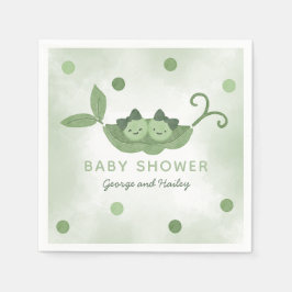 Zwei Erbsen in einer Pod-Twin-Girls-Babydusche Serviette