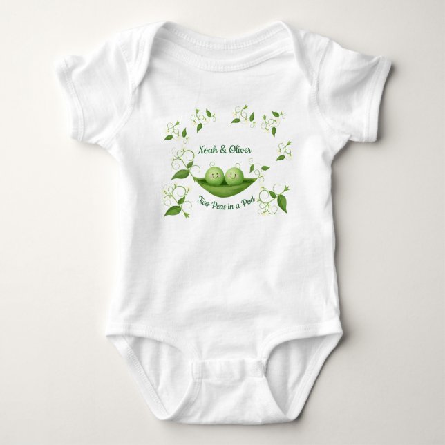 Zwei Erbsen in Pod-Twins Baby Strampler (Vorderseite)
