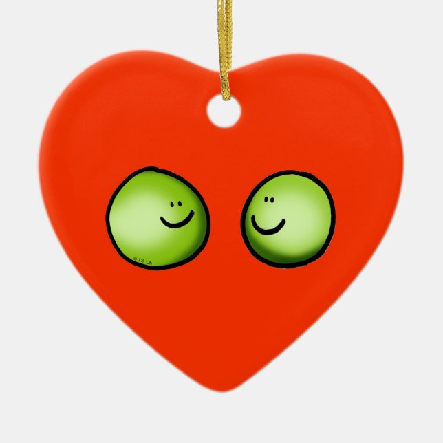 Zwei Erbsen Keramikornament (Vorne)