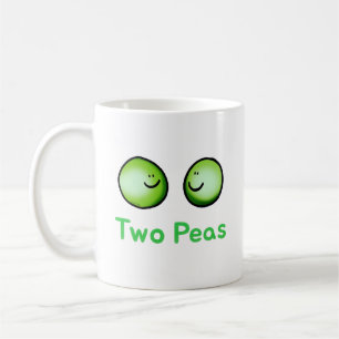 Zwei Erbsen Niedlich Freundschaft Kunst Kaffeetasse