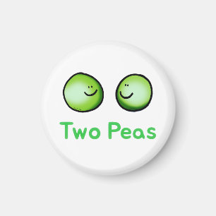 Zwei Erbsen Niedlich Freundschaft Kunst Magnet