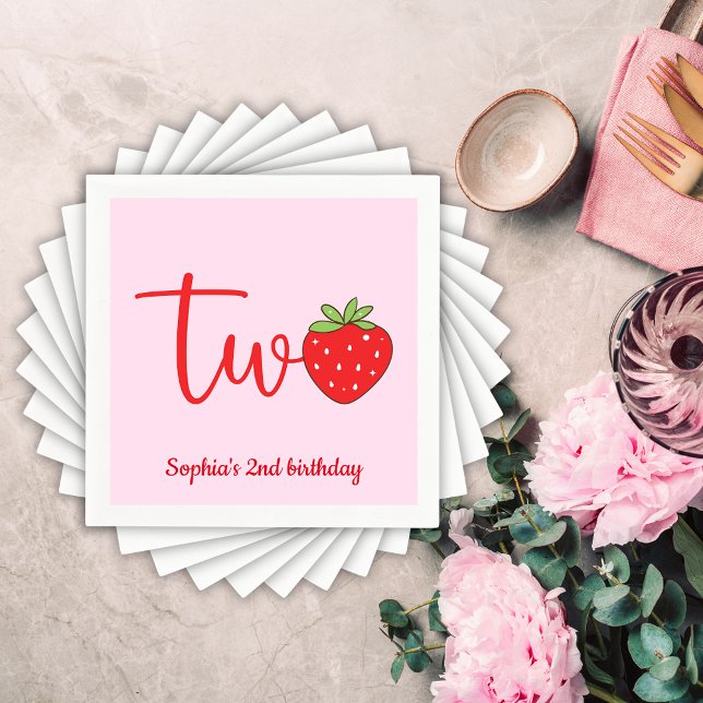 Zwei Erdbeeren Geburtstag Serviette (Von Creator hochgeladen)