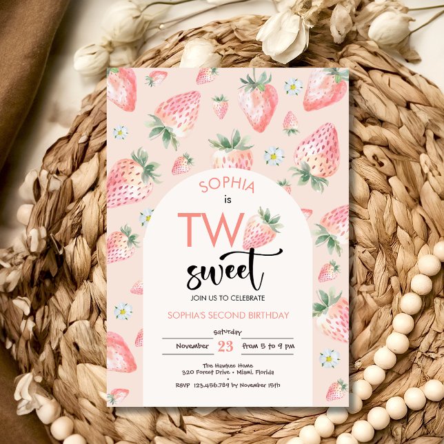 Zwei Erdbeeren-Kindergeburtstag Einladung (Von Creator hochgeladen)