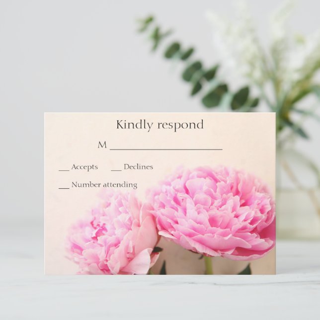 Zwei Erdnüsse rosa RSVP Karte (Stehend Vorderseite)