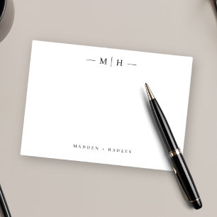 Zwei erste Monogramm-Elegant-Coupé-Stationery Mitteilungskarte
