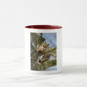 Zwei Eulen im Wald, Vögel, Wildtier Tasse