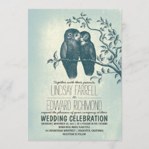 zwei Eulen in Liebe & Zweig Hochzeitseinladungen Einladung