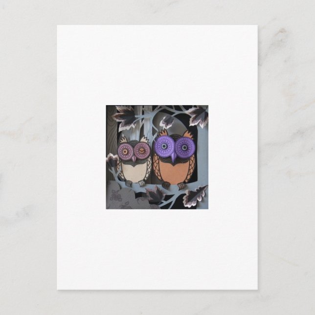 zwei Eulen Postkarte (Vorderseite)