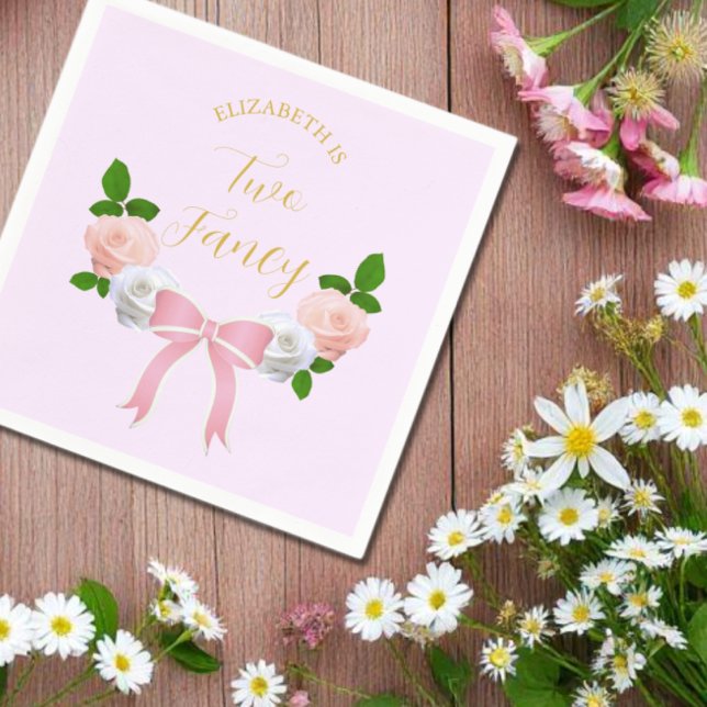 Zwei Extravagante Bow Floral Geburtstag Serviette (Von Creator hochgeladen)