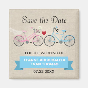 Zwei Fahrräder, die Save the Date Wedding sind Magnet