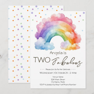 Zwei fantastische Regenbogen-Kinder Geburtstag Einladung