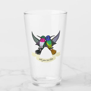 Zwei farbenfrohe Hovering Hummingbird Friends Cart Glas