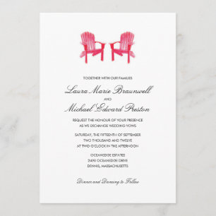 Zwei farbige Adirondack-Stühle Hochzeit Einladung
