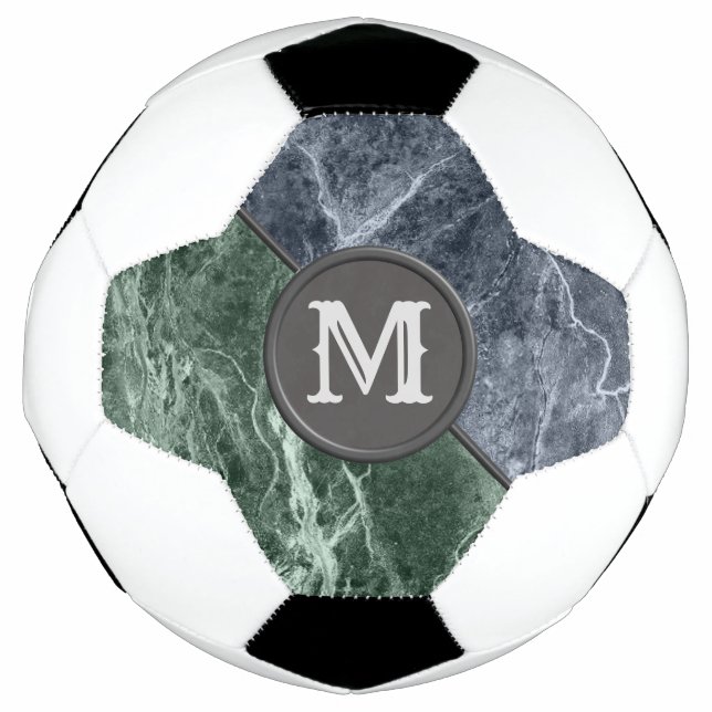 Zwei farbige Marmor-Monogramm - Wählen Sie Ihre Fa Fußball (Vorderseite)