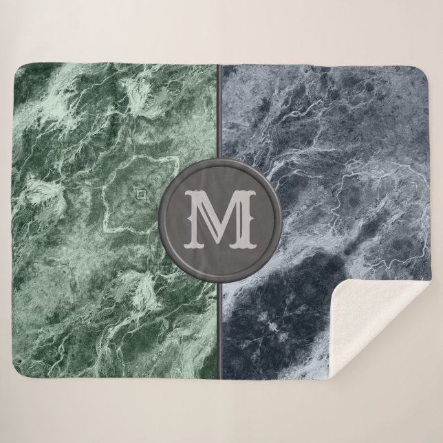 Zwei farbige Marmor-Monogramm - Wählen Sie Ihre Fa Sherpadecke (Vorderseite (Horizontal))