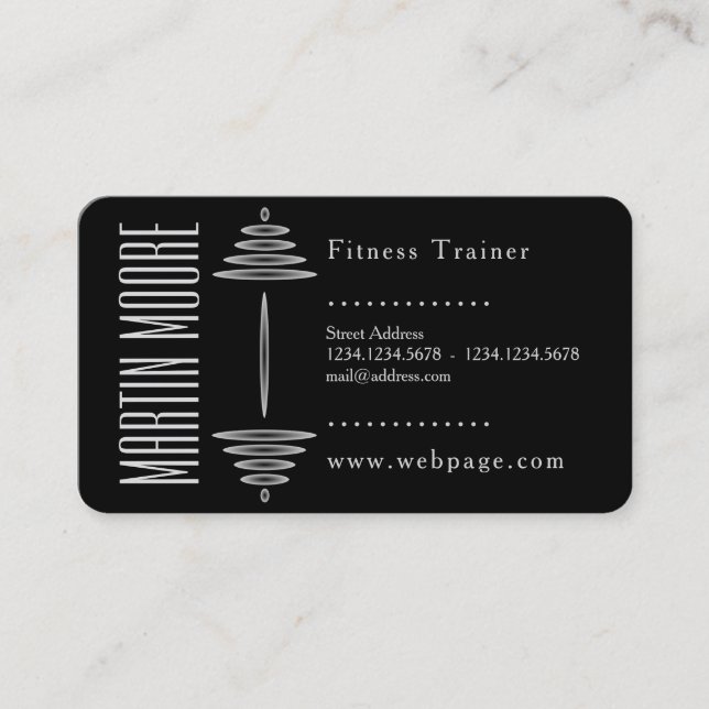 Zwei farbige Seitenschwarzweiss-Fitness Visitenkarte (Vorderseite)