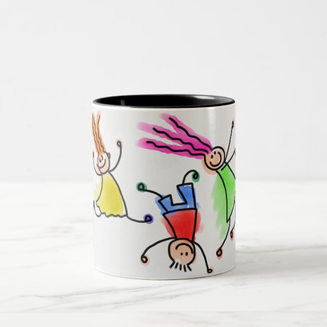 Zwei farbige Tasse mit Cartoon-Kinderdesign. (Mittel)