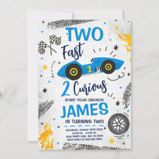 Zwei Fast 2 Curious Blue 2. Geburtstag Einladung