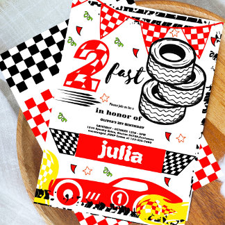 Zwei Fast 2. Geburtstag Party Red Race Car Party Einladung