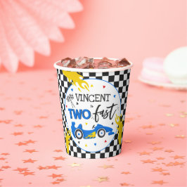 Zwei Fast Birthday Party Blue Race Auto 2. Geburts Pappbecher