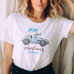 Zwei Fast Blue Race Car 2. Geburtstag Einladung T-Shirt