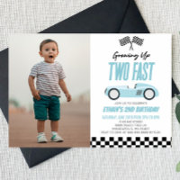 Zwei Fast Blue Race Car 2. Geburtstag Party
