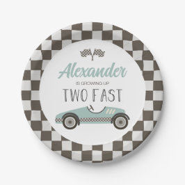 Zwei Fast Blue Race Car Birthday Paper Teller