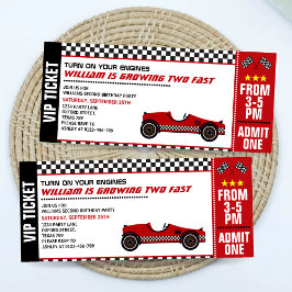 Zwei Fast Car Race Ticket 2. Geburtstag Einladung