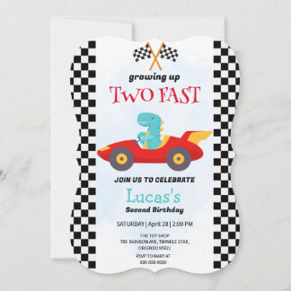 Zwei Fast Dinosaurier Race Auto 2. Geburtstag Part