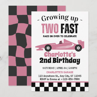 Zwei Fast Girl 2. Geburtstag Party Einladung