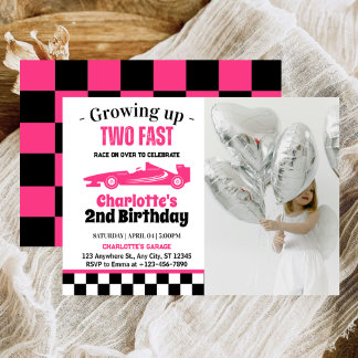 Zwei Fast Girl 2. Geburtstag Party Einladung