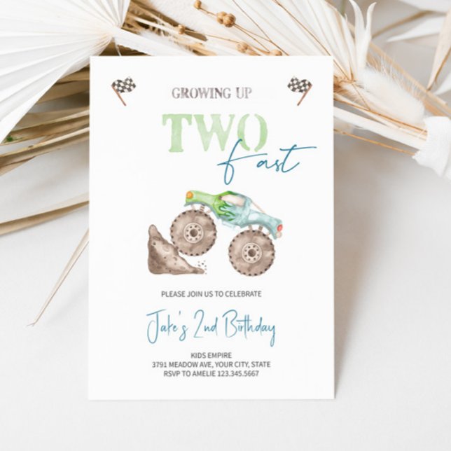 ZWEI FAST Light Green Monster Truck Einladung (Von Creator hochgeladen)