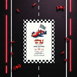 Zwei Fast Race Car 2. Geburtstag Party Einladung