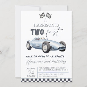 Zwei Fast Race Car Boy 2. Geburtstag Einladung