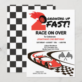 Zwei Fast Race Car Boy 2. Geburtstag Party Einladung