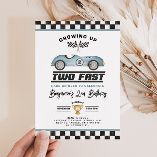 Zwei Fast Race Car Boy 2. Geburtstag Party Einladung