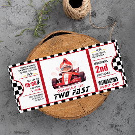 Zwei Fast Race Car Ticket Pass Zweiter Geburtstag  Einladung
