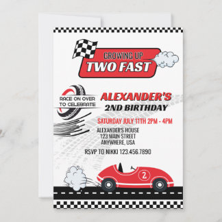Zwei Fast Red Race Kindergeburtstag Einladung