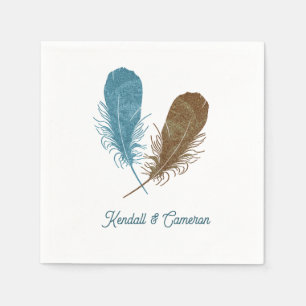 Zwei Feathers Wedding Napkin Serviette