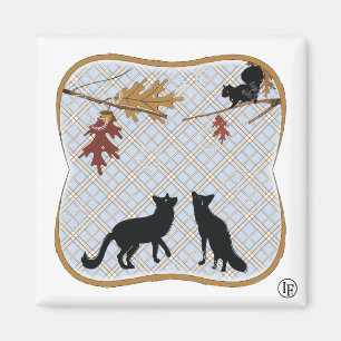 Zwei Fectching Füchse Magnet