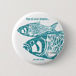 Zwei Fisch-blaue personalisierte Buttone Button