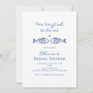 Zwei Fische weniger im Meer Küsten-Bridal Shower Einladung