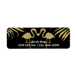 Zwei Flamingos Liebe Black & Gold Hochzeitsmarken