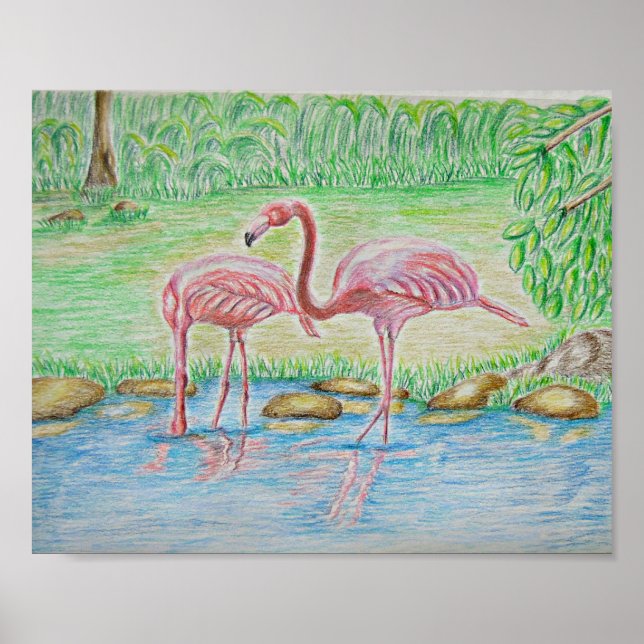 zwei Flamingos Poster (Vorne)