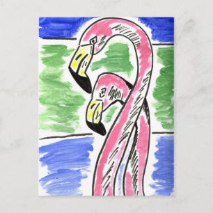 Zwei Flamingos Postkarte