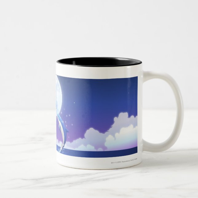 Zwei Flasche-rochen das Delphinherausspringen des Zweifarbige Tasse (Rechts)