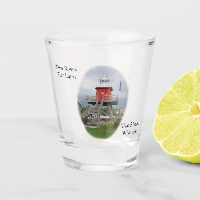 Zwei Flusses Pivers Lichtschussglas Schnapsglas (Vorderseite)