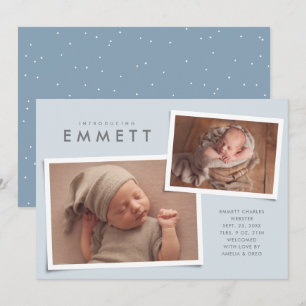 Zwei Foto Collage einfache Art blaue Geburt Ankündigung