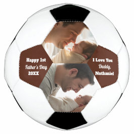 Zwei-Foto-Collage Frohen 1. Vatertag Fußball